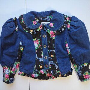 Bernadette Biscotti Vintage Floral & Denim Girl Jacket Western Praire Size 6